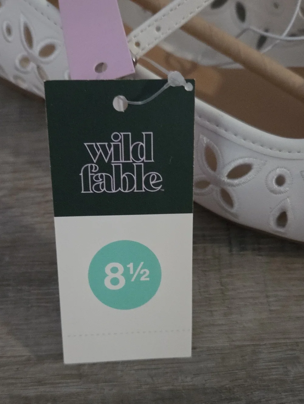 White Floral Cutout Elsa Mary Jane Flats, Size 8.5, New In Box